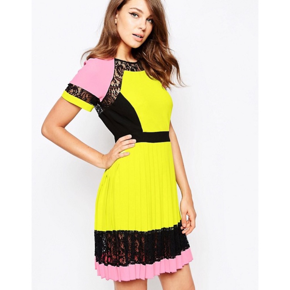 French Connection Neon Colorblock Dress
